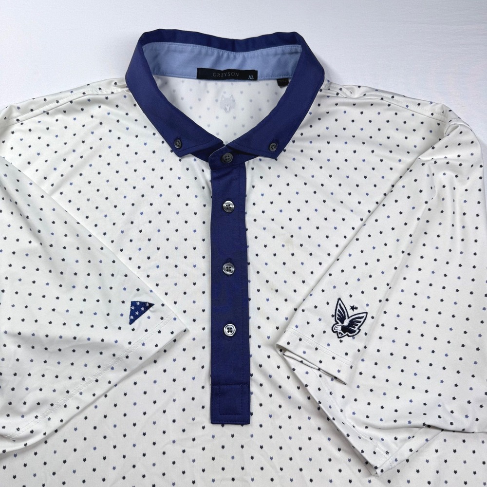 Greyson Polo XL All Over Wolf Print Patriot Golf Course Folds of Honor Military